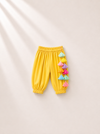 Anaario Ivory Bird Patiala Salwar Set, mustard salwar pants flat lay