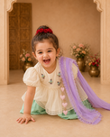 Indian Ivory Bird Peplum Palazzo Set - Anaario - Image 1