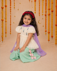 Indian Ivory Bird Peplum Palazzo Set - Anaario - Image 10