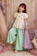 Indian Ivory Bird Peplum Palazzo Set - Anaario - Image 11