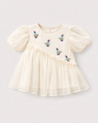Indian Ivory Bird Peplum Palazzo Set - Anaario - Image 4