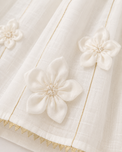Anaario Ivory Floral Anarkali Set, close up of 3D fabric flower appliques