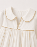 Anaario Ivory Floral Anarkali Set, close up of peter-pan collar with gold rickrack trim