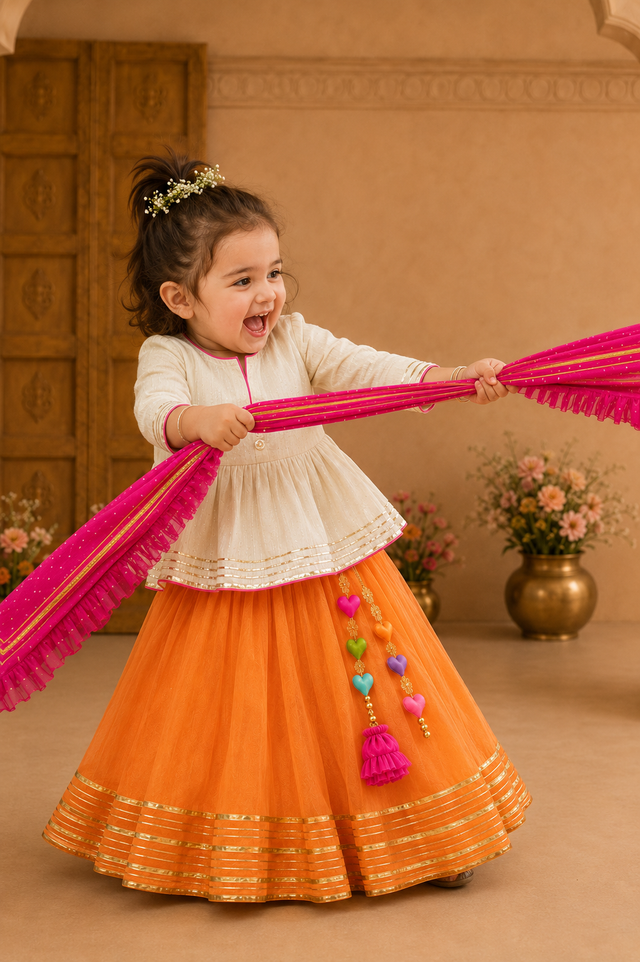 Indian Ivory Peplum Lehenga Set - Anaario - Image 1
