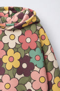 Brown Flowers Hooded Barrel Pant Set flat lay by Anaario