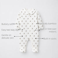 Penguin Bamboo Baby Sleepsuit – Zip Romper Onesie features