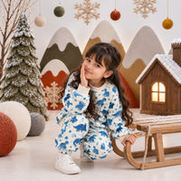 Blue Dinosaur Jogger Set on girl by Anaario – winter kidswear