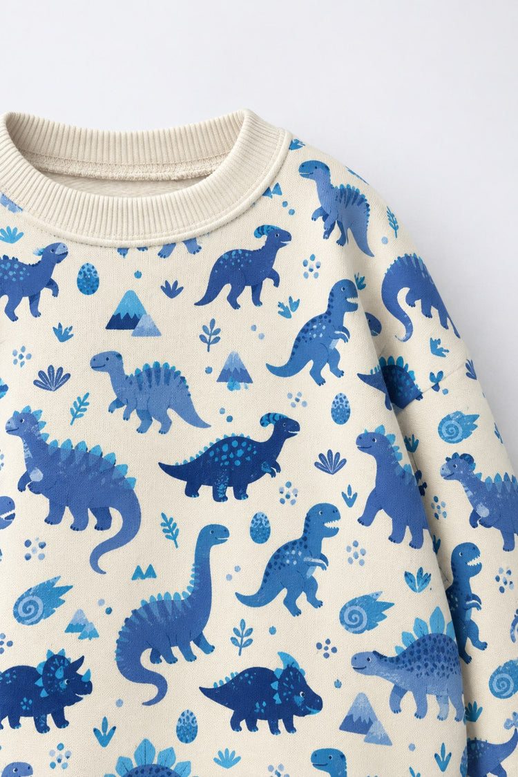 Blue Dinosaur Jogger Set flat lay by Anaario