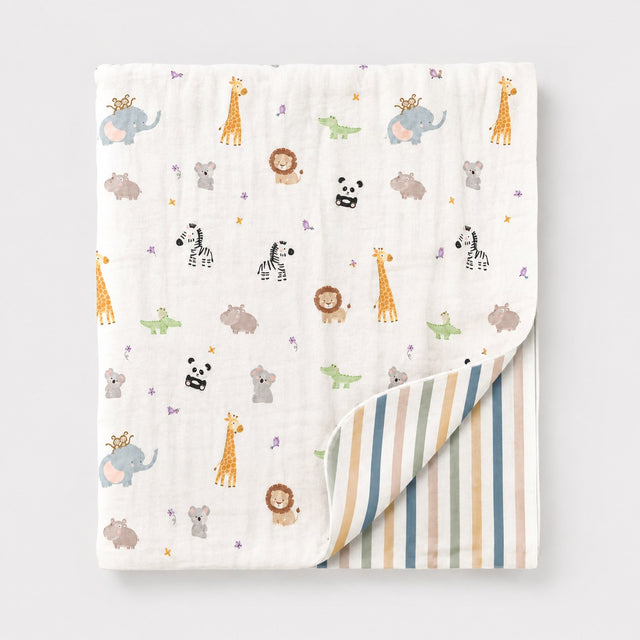 Jungle bamboo baby quilt — folded