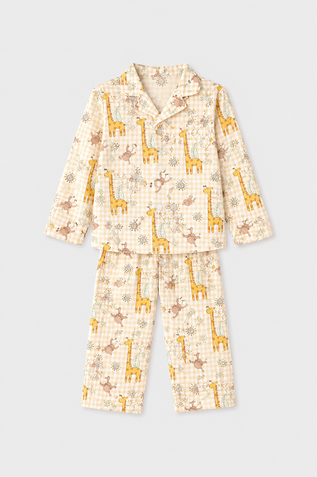 Girl wearing Anaario Jungle Gingham Night Suit