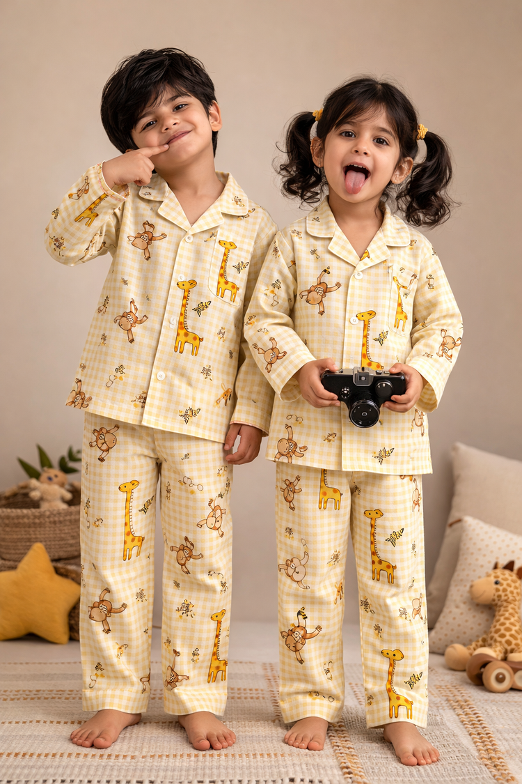 Girl wearing Anaario Jungle Gingham Night Suit