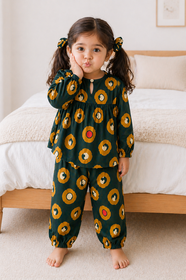 Girl wearing Anaario Jungle Loops Night Suit