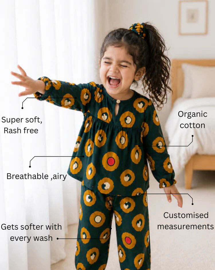 Girl wearing Anaario Jungle Loops Night Suit