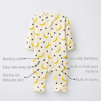 Banana Bamboo Baby Sleepsuit – Zip Romper Onesie features
