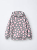 Pink & Grey Hearts Hooded Jogger Set flat lay by Anaario