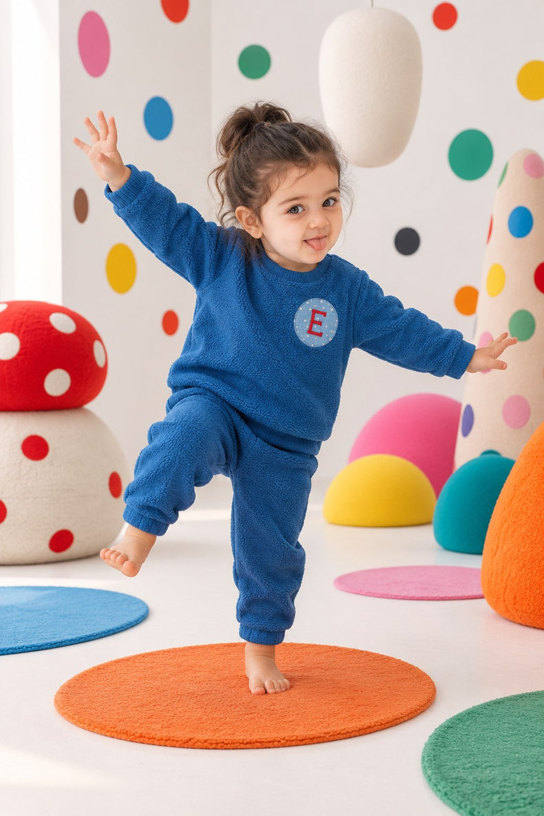 Cobalt Blue Varsity Fleece Set for kids by Anaario – winter fleecewear