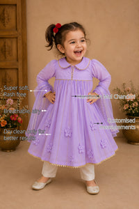 Lilac Girls' Anarkali Set features