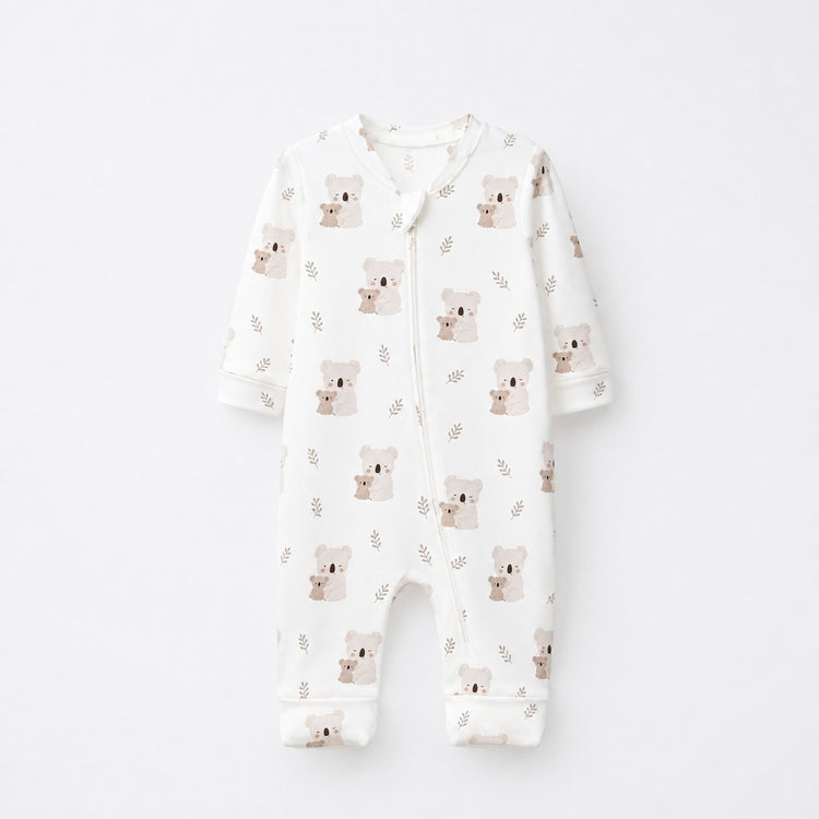 Koala & Kitty bamboo cotton baby sleepsuit — two-way zip romper onesie