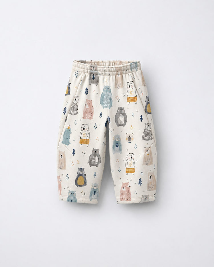 Snow Bear Hooded Barrel Pant Set flat lay by Anaario