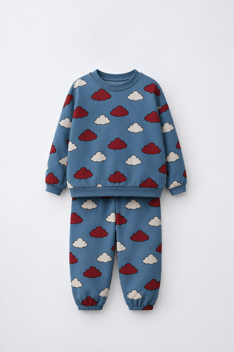 Teal Cloud Jogger Set flat lay by Anaario