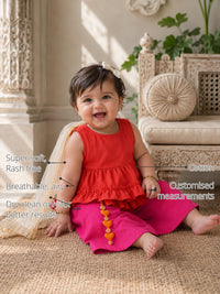 Red Pink Baby Palazzo Set features