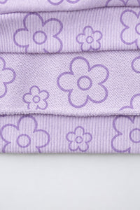 Lavender Flowers Hooded Barrel Pant Set flat lay by Anaario