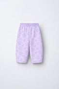 Lavender Flowers Hooded Barrel Pant Set flat lay by Anaario