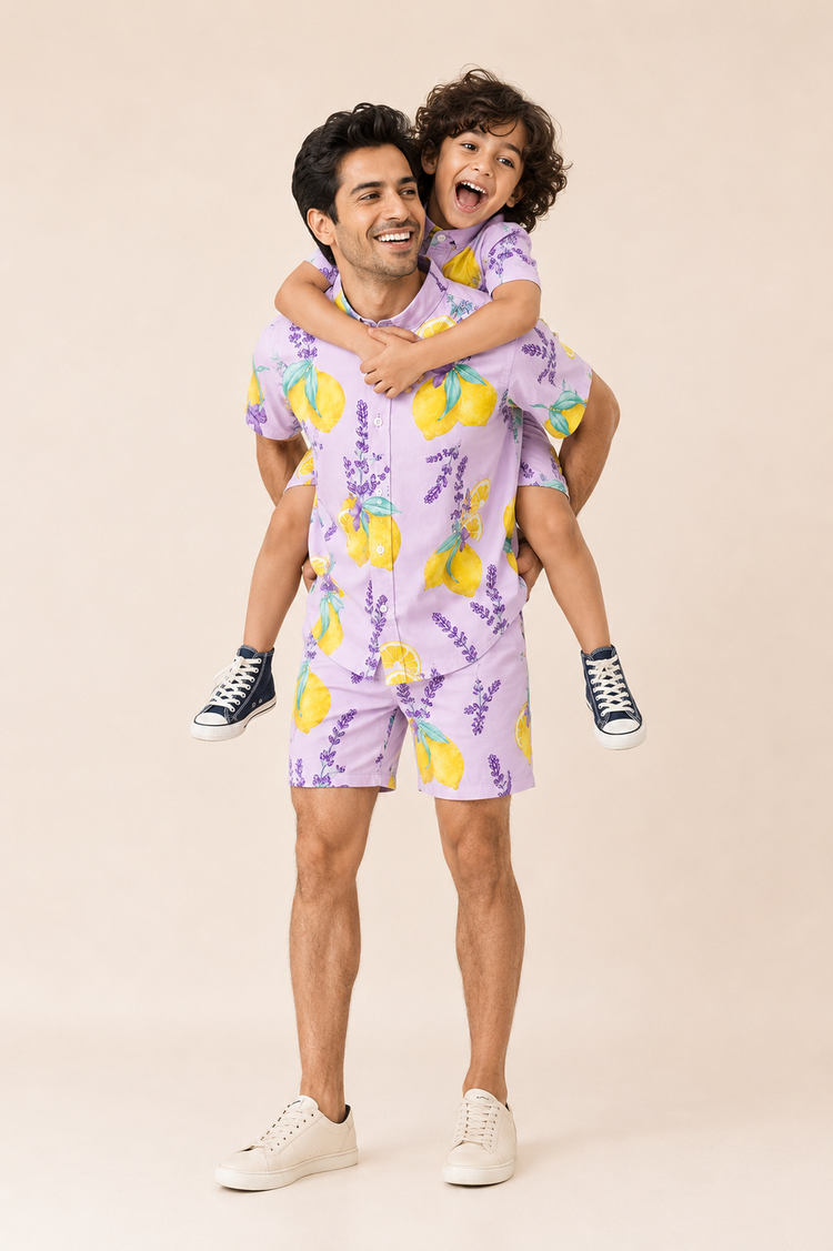 Boy wearing Anaario Lemon Lavender Shorts