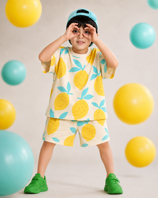 Boy wearing Anaario Lemon Squeeze Co-ord Set