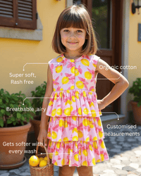 Girl wearing Anaario Lemon Zest Tier Dress