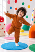Rust Pumpkin Fleece Set on child by Anaario – winter fleecewear