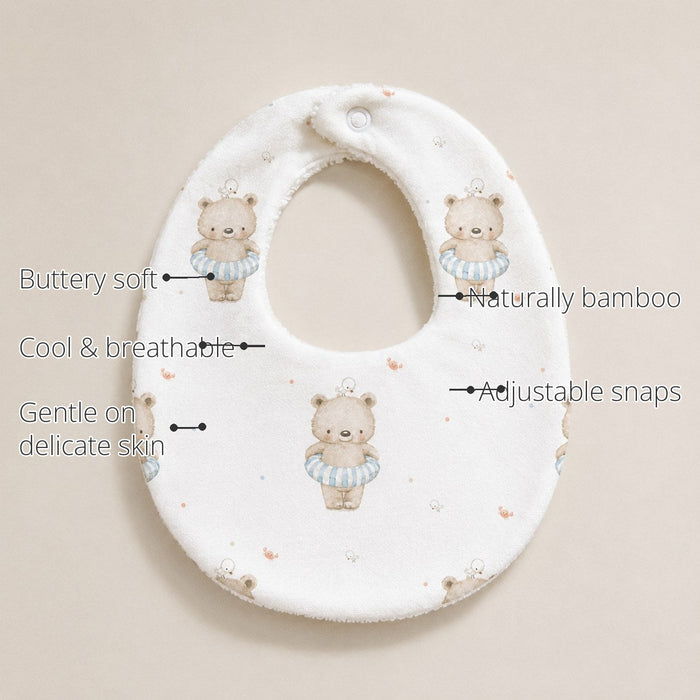 Floater Teddy Bamboo Baby Bib features