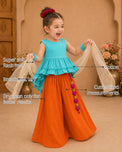 Teal Orange Girls' Palazzo Set features