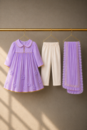 Girl wearing Anaario Lilac Anarkali Set