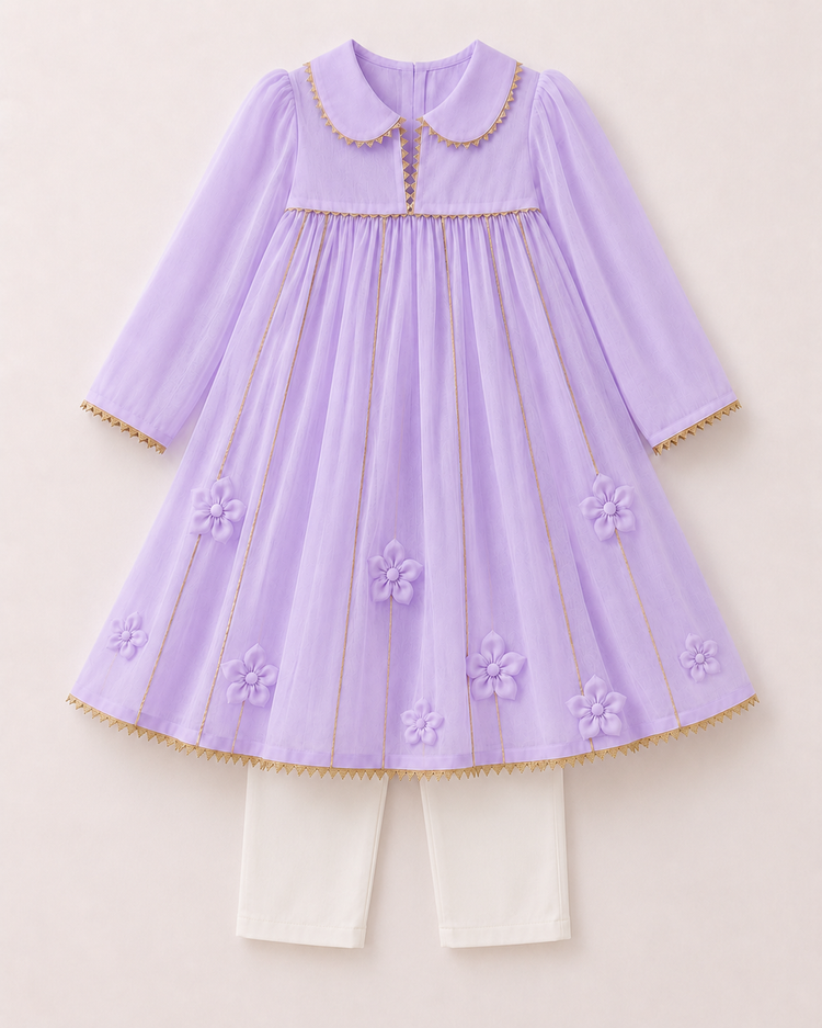 Indian Lilac Anarkali Set - Anaario - Image 3