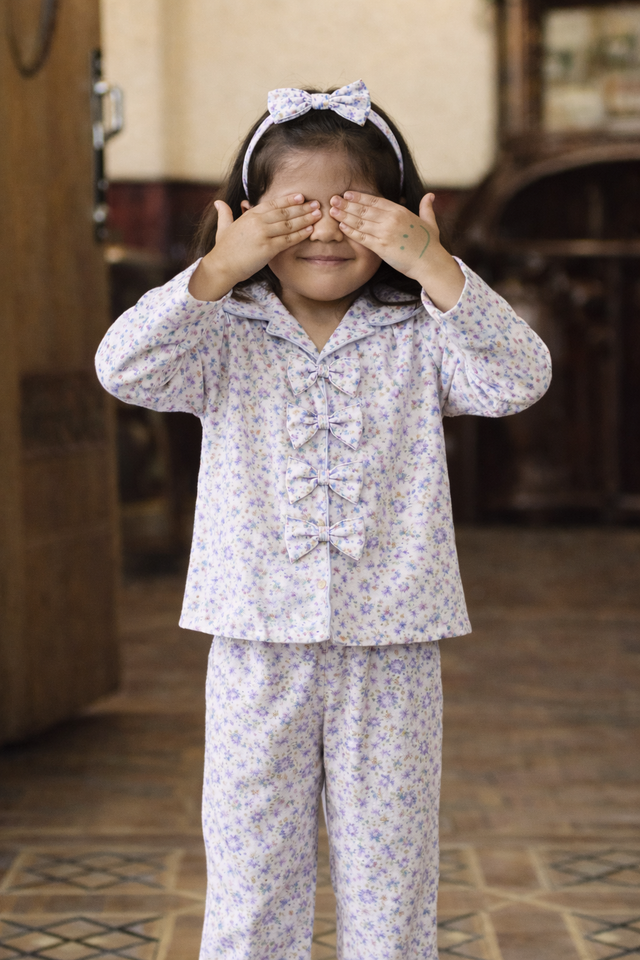 Girl wearing Anaario Lilac Bloom Night Suit