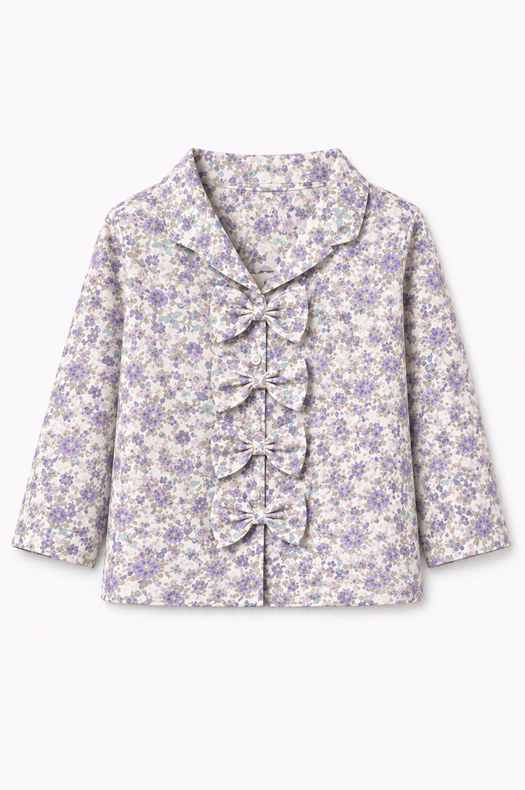 Girl wearing Anaario Lilac Bloom Night Suit