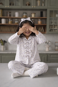 Girl wearing Anaario Lilac Bloom Night Suit