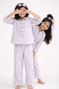 Girl wearing Anaario Lilac Bloom Night Suit