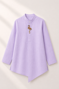Lilac flamingo-motif asymmetrical kurta by Anaario - pose 3
