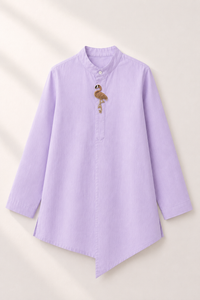 Lilac flamingo-motif asymmetrical kurta by Anaario - pose 3