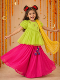 Indian Lime Flamingo Peplum Palazzo Set - Anaario - Image 10