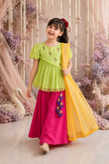 Indian Lime Flamingo Peplum Palazzo Set - Anaario - Image 11