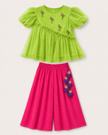 Indian Lime Flamingo Peplum Palazzo Set - Anaario - Image 3