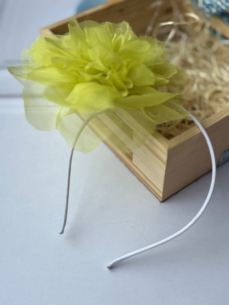 Lime Flower Organza Bow Hairband