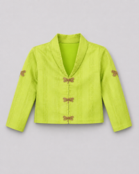 Indian Lime Green Dragonfly Jacket-Lehenga Set - Anaario - Image 3