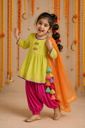Indian Lime Green Dragonfly Patiala Salwar Set - Anaario - Image 10
