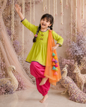 Indian Lime Green Dragonfly Patiala Salwar Set - Anaario - Image 11