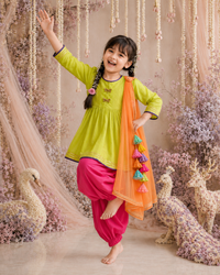 Indian Lime Green Dragonfly Patiala Salwar Set - Anaario - Image 11