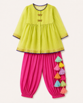 Indian Lime Green Dragonfly Patiala Salwar Set - Anaario - Image 3